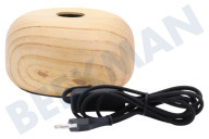 Calex  3001001700 Calex Tafelarmatuur Rond Hout E27 geschikt voor o.a. E27, 1,8m snoer