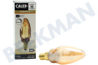 Calex  1201001600 LED Glassfiber C35 Kaars Goud SMD Dimbaar E14 2,3W geschikt voor o.a. E14 2,3W 65lm 1800K