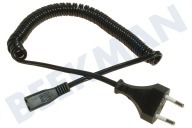 Snoer geschikt voor o.a. Aansluitkabel voor scheerapparaat braun, philips etc 2.5A 230V spiraal zwart 1,8M