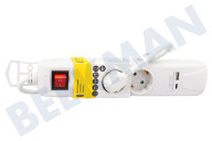 Q-Link 6620215  Tafelcontactdoos geschikt voor o.a. Huishoudelijke apparaten 3x1,5mm2 3800W 3V RA en 2 USB wit 1,5M + schakelaar geschikt voor o.a. Huishoudelijke apparaten