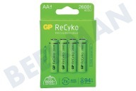GP GPRCK260AA806C4  LR6 ReCyko+ AA 2600 - 4 oplaadbare batterijen geschikt voor o.a. 2600mAh NiMH