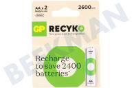 GP GPRCK260AA567C2  LR6 ReCyko+ AA 2600 - 2 oplaadbare batterijen geschikt voor o.a. 2600mAh NiMH