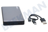 GP 130MP15MAGREY MP15MA GP Portable  Powerbank 15000mAh Grey geschikt voor o.a. 15000mAh, Micro USB en USB-C