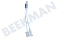 Spez SM2811  Verloopkabel Lightning male naar Lightning/audio female geschikt voor o.a. Apple Lightning