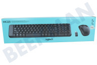 Logitech LOGZMK220U 920-003161 MK220 Muis + toetsenbord set, zwart, draadloos geschikt voor o.a. Zwart, US Layout