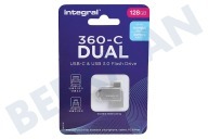 Integral INFD128GB360CDL3.0  360-C Dual Typer-C & USB3.0 Flash Drive 128 GB geschikt voor o.a. USB-C & USB3.0 Flash Drive