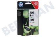 HP Hewlett-Packard HP-N9J72AE  HP 301 Combi Black + Color N9J72AE geschikt voor o.a. Deskjet 1050,2050,3050A