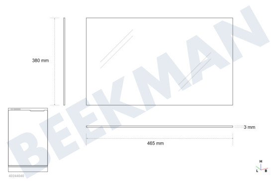 Whirlpool Koelkast C00280892 Glasplaat 46.5 x 28 cm