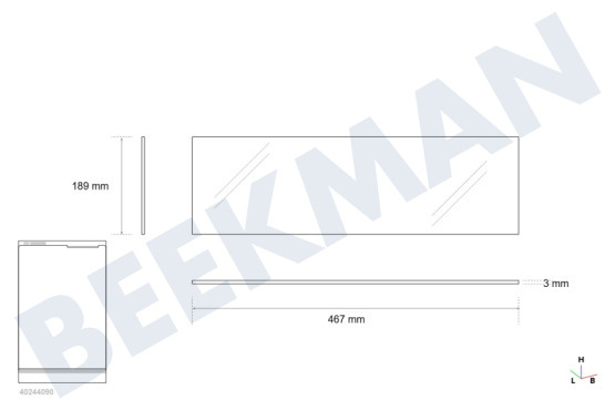 Scholtes Koelkast 280886, C00280886 Glasplaat 467x189x4 Plexiglas