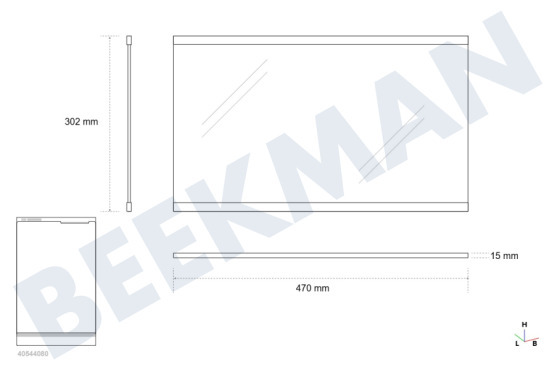 Solitaire Koelkast Glasplaat Met strip 470x302mm