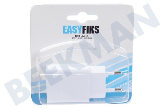 Easyfiks  USB oplader 230V 2,1A/5V 2-poort wit