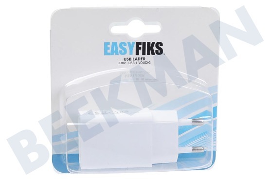 Easyfiks  USB oplader 230V 2,1A/5V 1-poort wit