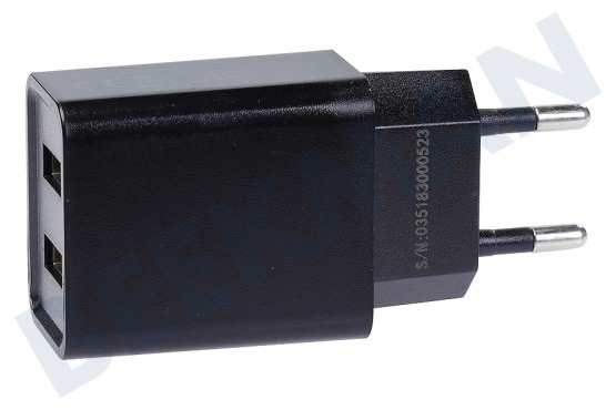 HTC USB oplader 230V 2,1A/5V 2-poort zwart