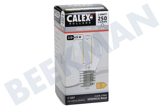 Calex 425112 Calex LED Volglas Filament Kogellamp 240V 2W 200lm E27