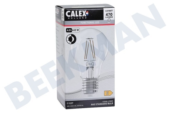 Calex 1101000200 Calex LED volglas LangFilament Standaardlamp 4W E27