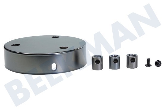 Calex  940044 Calex Metalen Plafondplaat 100mm Mat Parel Zwart 3 Gaten