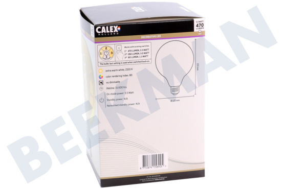 Calex 1001003500 Globe LED G125 Goud Flex Filament E27 5,5W