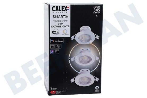 Calex 429278 Smart Wifi CCT Downlight, White, 3-Pack