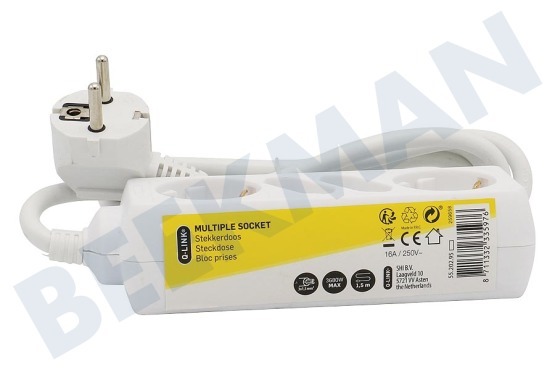 Q-Link Steckdosenleiste 3 x 1,5 mm2 1,5 Meter Weiß