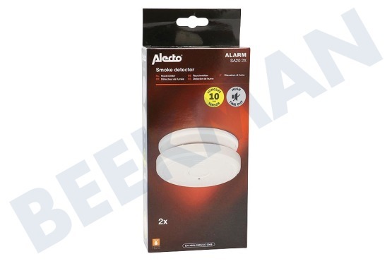 Alecto SA20 2X Rauchmelder mit Time-Out/Test-Taste, 2 Stück