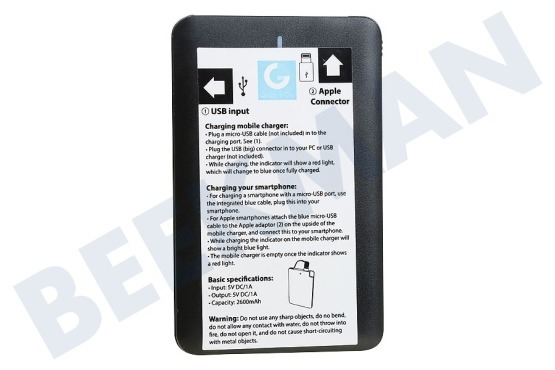 Grab 'n Go Powerbank 2600 mAh, Zwart