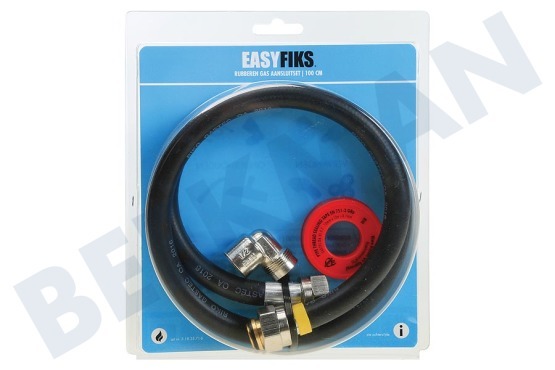 Easyfiks Gasslang Aansluit set compleet 100 cm voor los staande apparaten