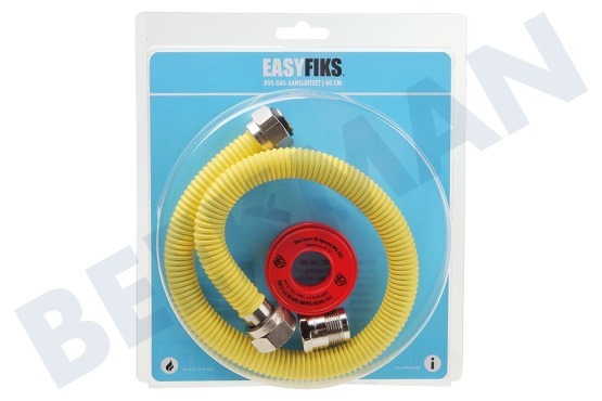 Easyfiks Gasslang Aansluit set compleet 60cm voor inbouw apparatuur