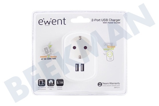 Ewent Ewent 2-Poorts USB-lader