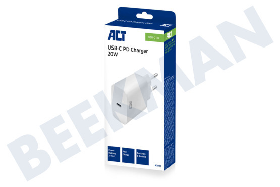 ACT  AC2100 Compacte USB-C lader 20W met Power Delivery