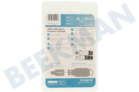 Integral INADUSB3.0ATOCTW USB -> USB-Typ-C-Konverter, Doppelpack