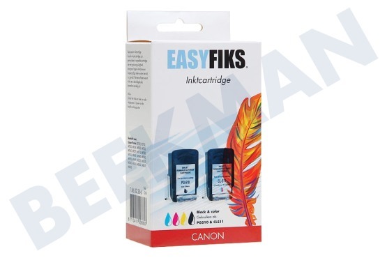 Easyfiks PG-510 + CL-511 Inktcartridge PG510 Black CL511 Color Combipack