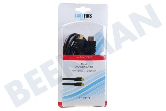 Easyfiks HDMI Kabel 2.0 High Speed + Ethernet, 2.5 Meter, Verguld