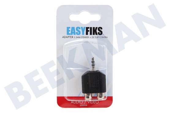 Easyfiks Klinken-Stecker-Adapter 3,5 mm auf Cinch Contra RCA-Buchse 2x