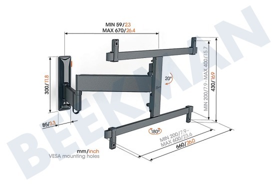 Vogel's TVM3665 Draaibare OLED TV Beugel 40 - 77 inch