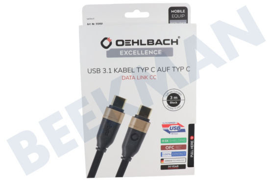 Oehlbach  33202 Excellence USB-C 3.1 kabel, 3 meter