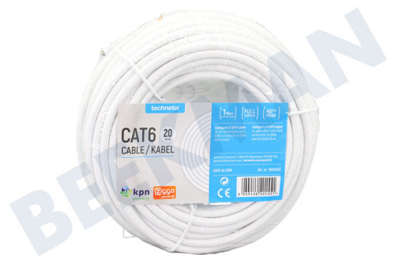 Technetix  CAT6-IH-20M Installatiekabel Cat6 Wit 20 Meter