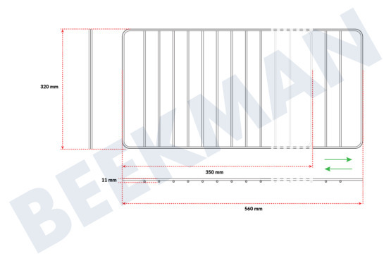 Philips/Whirlpool Oven-Magnetron ACC011 Verstelbaar ovenrooster in RVS chroom