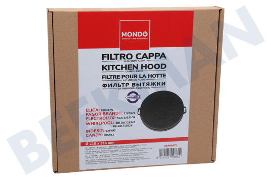 Elica Afzuigkap Filter koolstof -rond- bajonet