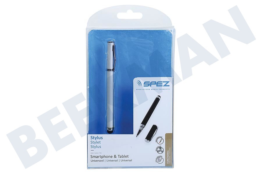 Lenco Stylus pen 2 in 1 stylus, schrijfpen zilver