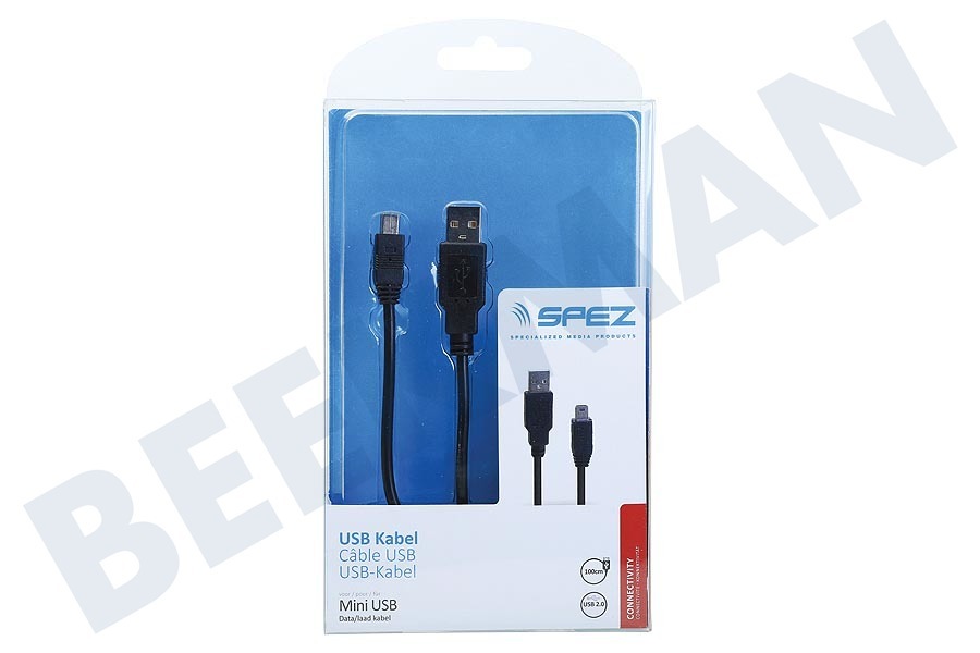 Lenco Mini USB Kabel 100cm Zwart