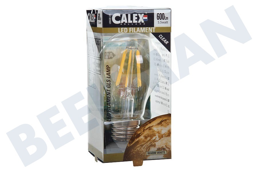 Calex 425206 Calex LED Volglas Filament Standaardlamp 5,5W 600lm E27