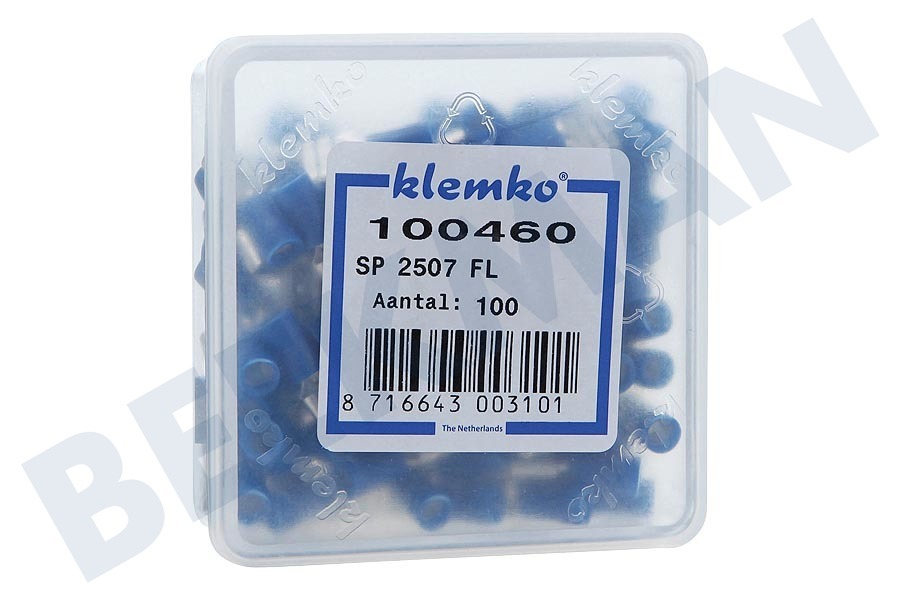 Klemko Kabelschoen blauw -schuif- 6,3-0,8