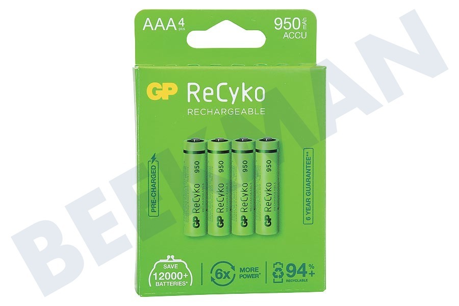 GP LR03 ReCyko+ AAA 950 - 4 oplaadbare batterijen