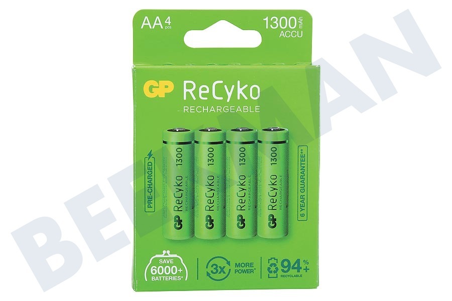 GP LR6 ReCyko+ AA 1300 - 4 oplaadbare batterijen
