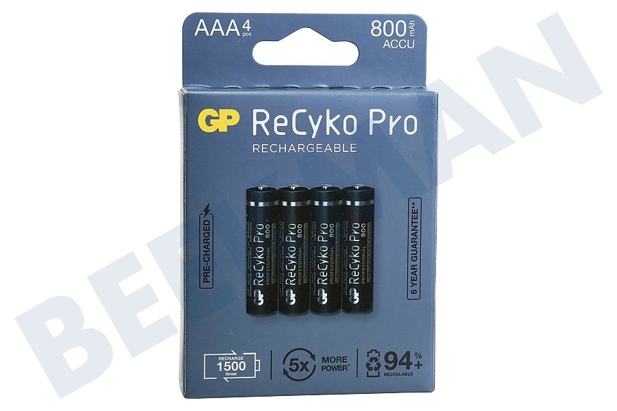GP LR03 ReCyko+ Pro AAA 800 - 4 oplaadbare batterijen