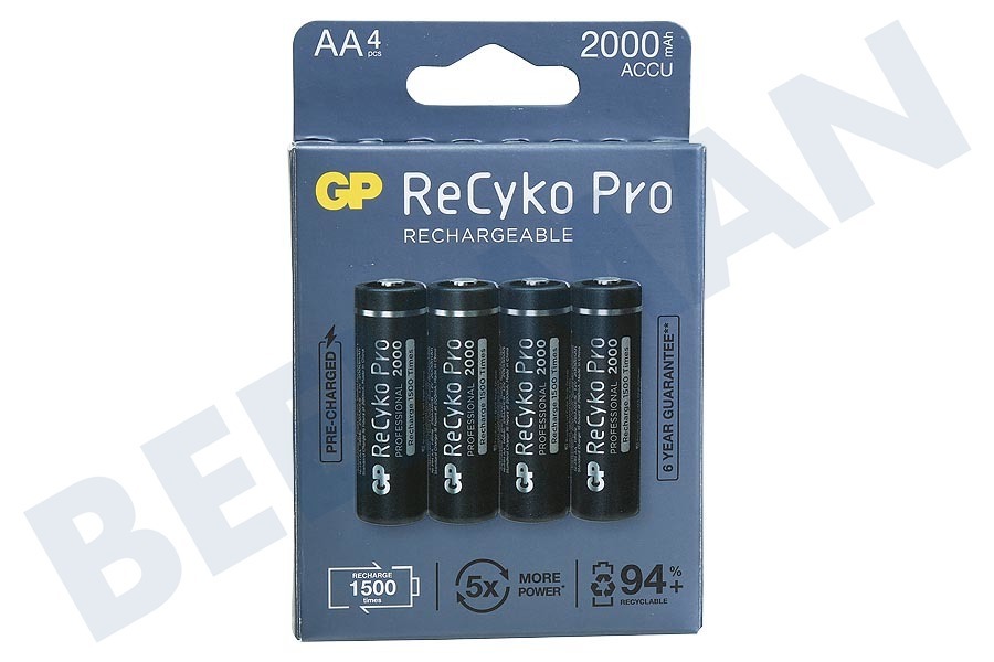 GP LR6 ReCyko+ Pro AA 2000 - 4 oplaadbare batterijen