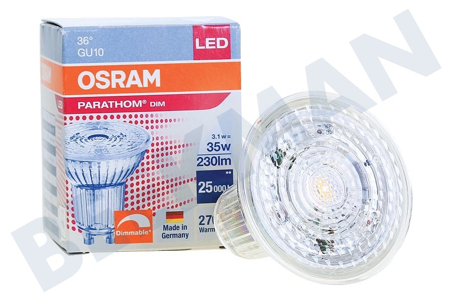 Osram 4052899957909 Parathom Reflectorlamp GU10 PAR16 3.1W Dimbaar