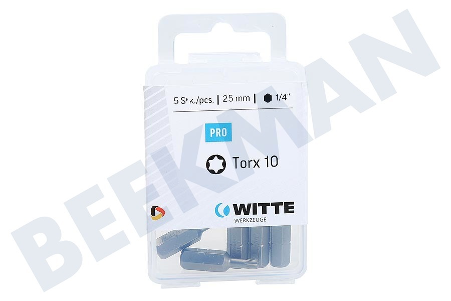 Witte 4295032 Bitjes 1/4 inch 25mm Torx T10, 5 stuks