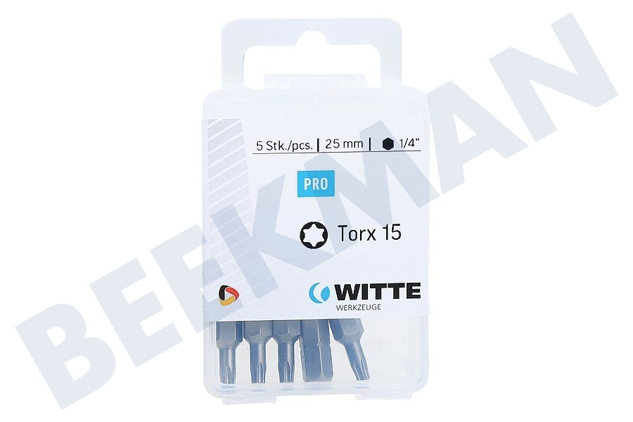 Witte 4295042 Bitjes 1/4 inch 25mm Torx T15, 5 stuks
