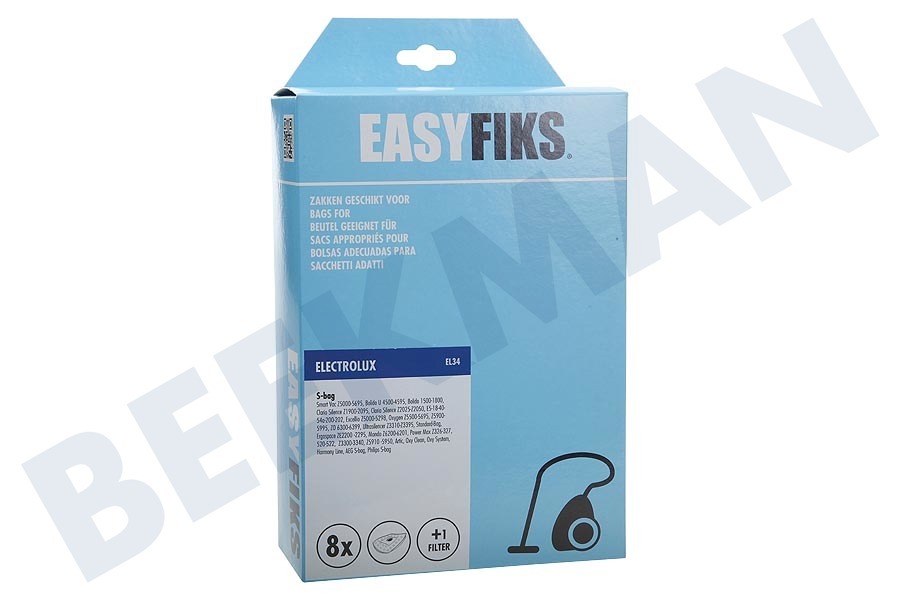 Easyfiks Stofzuiger Stofzuigerzak S-BAG Micro Fleece 8 stuks Nw Stijl